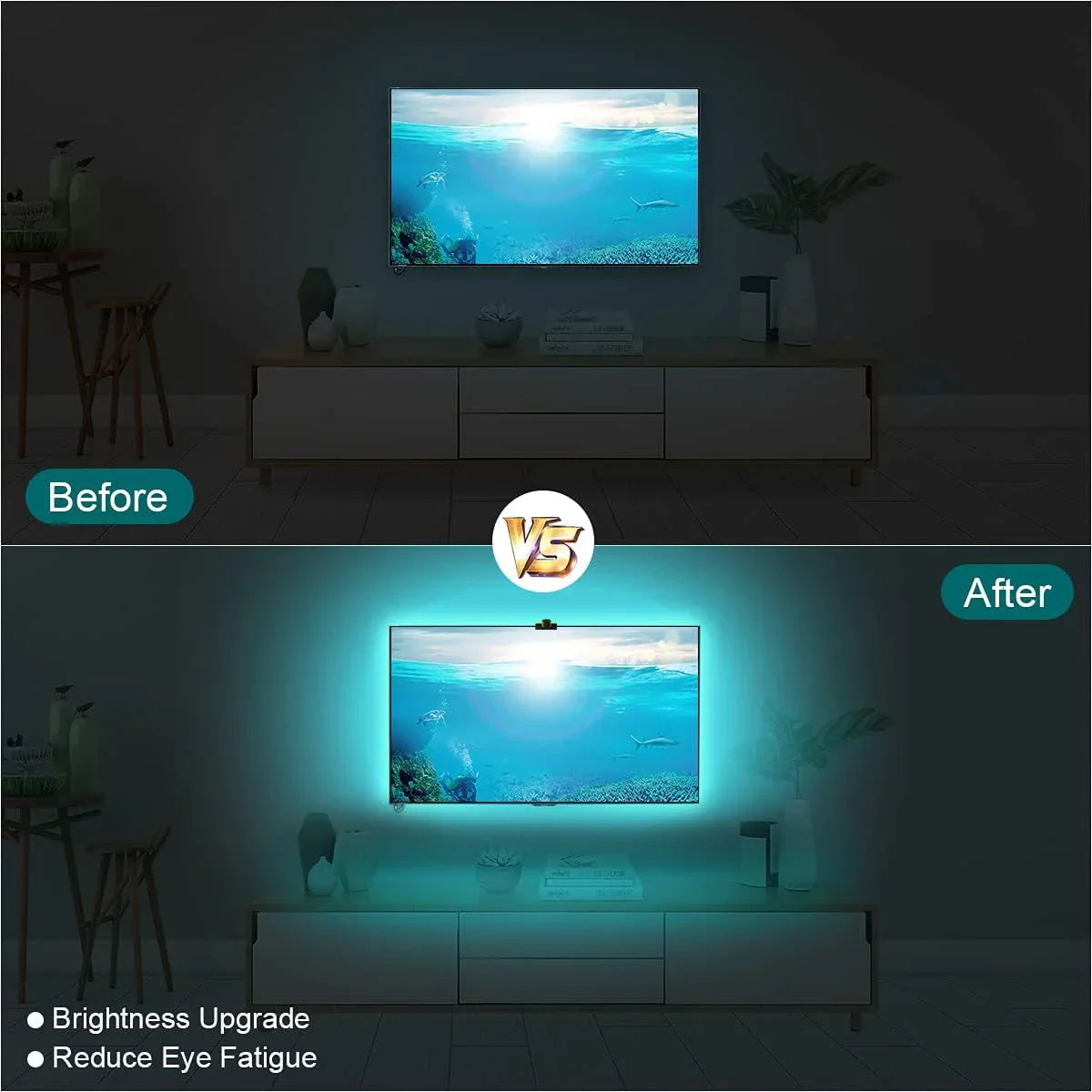 Smart TV LED Backlight Strip with Camera – RGBIC Screen & Music Sync for 55-85" TVs