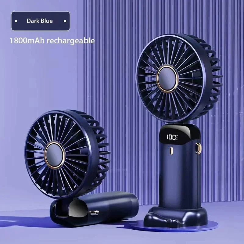 Portable Neck & Handheld Fan with Phone Stand — USB Rechargeable, 5 Speeds
