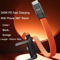 240W Super Fast Charging Cable with Built-In Phone Stand