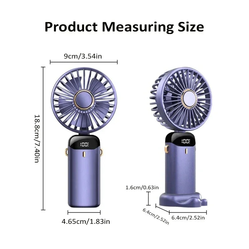 Portable Neck & Handheld Fan with Phone Stand — USB Rechargeable, 5 Speeds