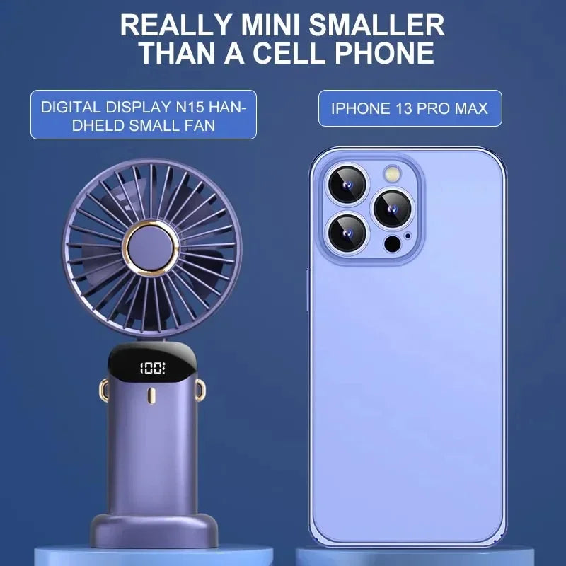 Portable Neck & Handheld Fan with Phone Stand — USB Rechargeable, 5 Speeds