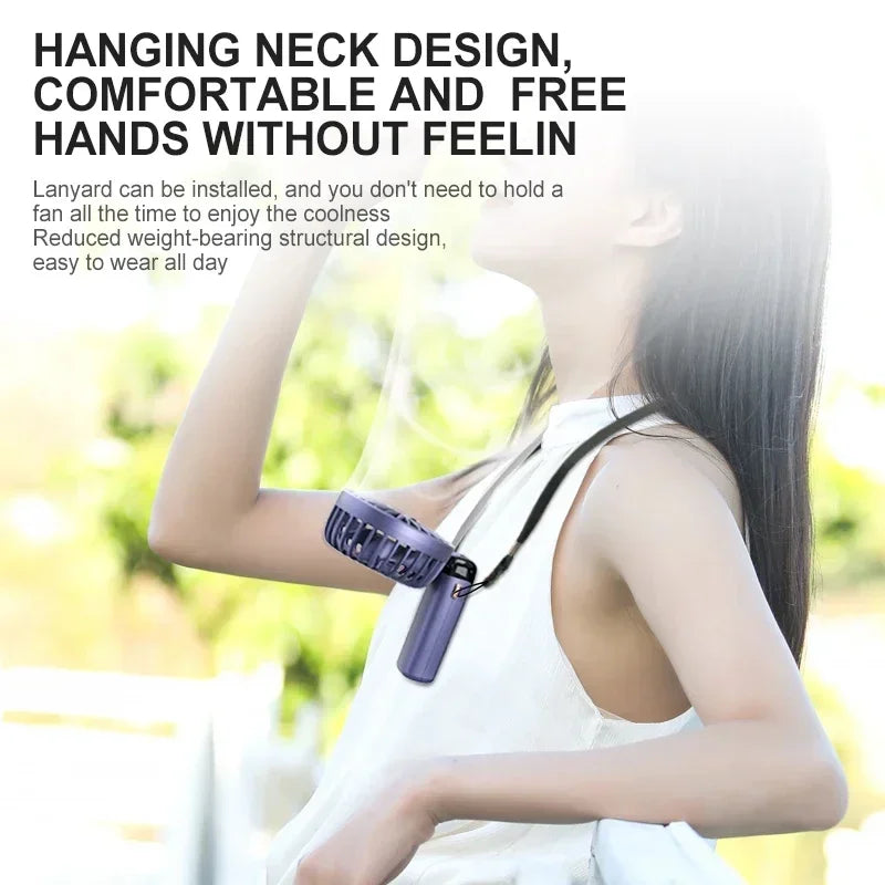 Portable Neck & Handheld Fan with Phone Stand — USB Rechargeable, 5 Speeds