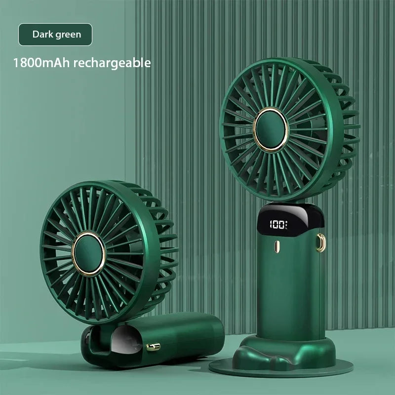 Portable Neck & Handheld Fan with Phone Stand — USB Rechargeable, 5 Speeds