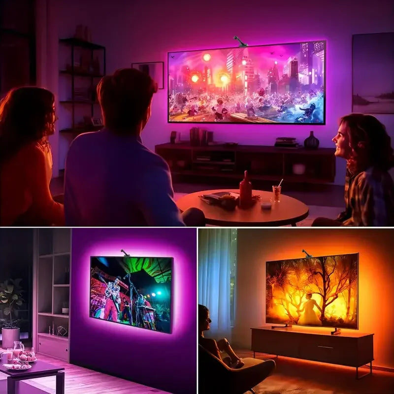 Smart TV LED Backlight Strip with Camera – RGBIC Screen & Music Sync for 55-85" TVs